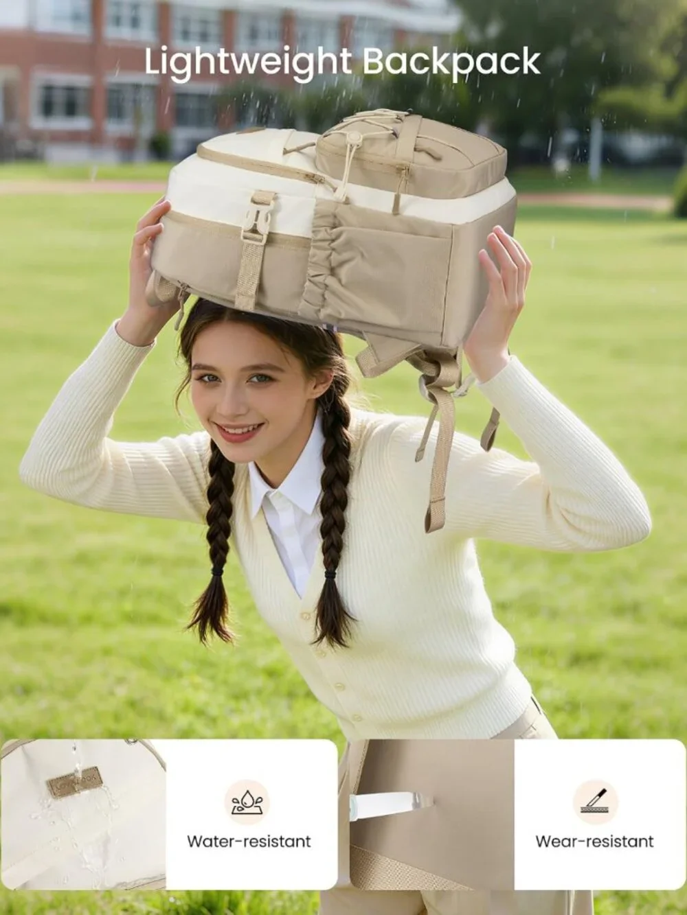 Stylish Large Capacity Backpack for Teen Girls | Waterproof College Bookbag with